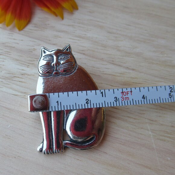 Vintage & New Signed Laurel Burch Silver Tone Kitty Cat Pin Brooch 1.5" - Picture 6 of 7